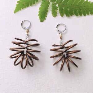 Bronze Spiral Note Arachnid Drop Earrings